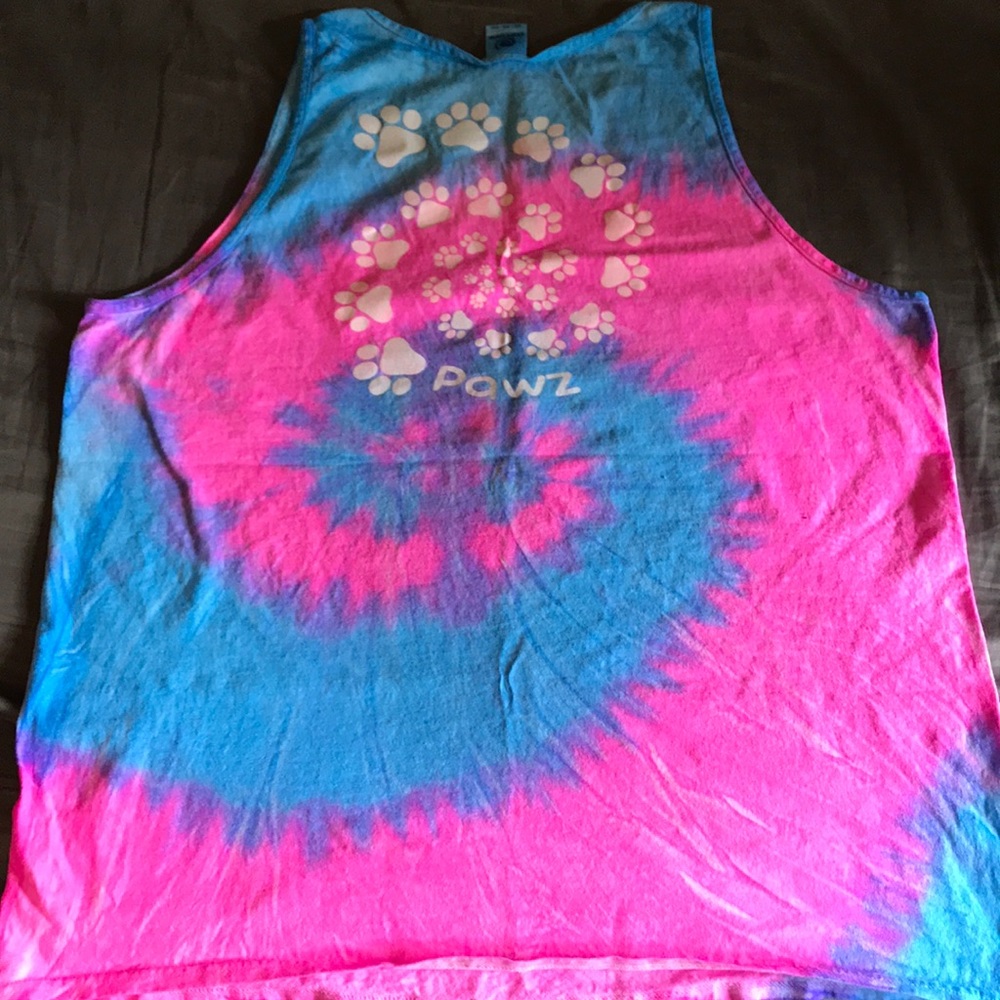 Pawz 2XL pink/blue tie dye tank top